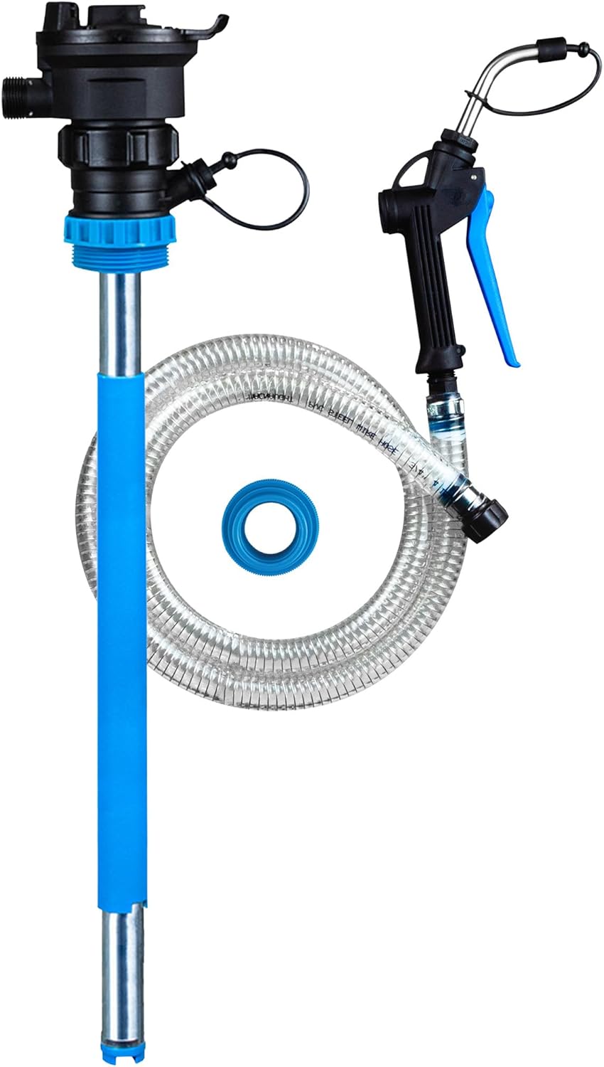 Macnaught BP205X Universal Oil Pump Stem Kit – 16/55 Gallon, 5FT Hose, On-Demand Nozzle – for Oil, ATF, Coolant, Hydraulic Fluids – 2 Yr Warranty