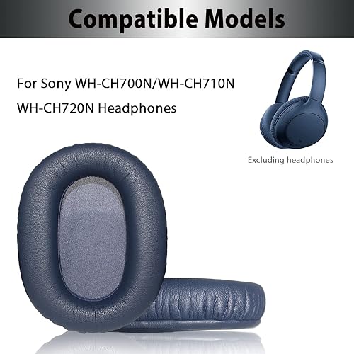 Miniatura 63 de Almohadillas de repuesto WH-CH710N, almohadillas para auriculares de piel sintética de proteína, almohadillas para Sony WH-CH700N, WH-CH710N, Negro