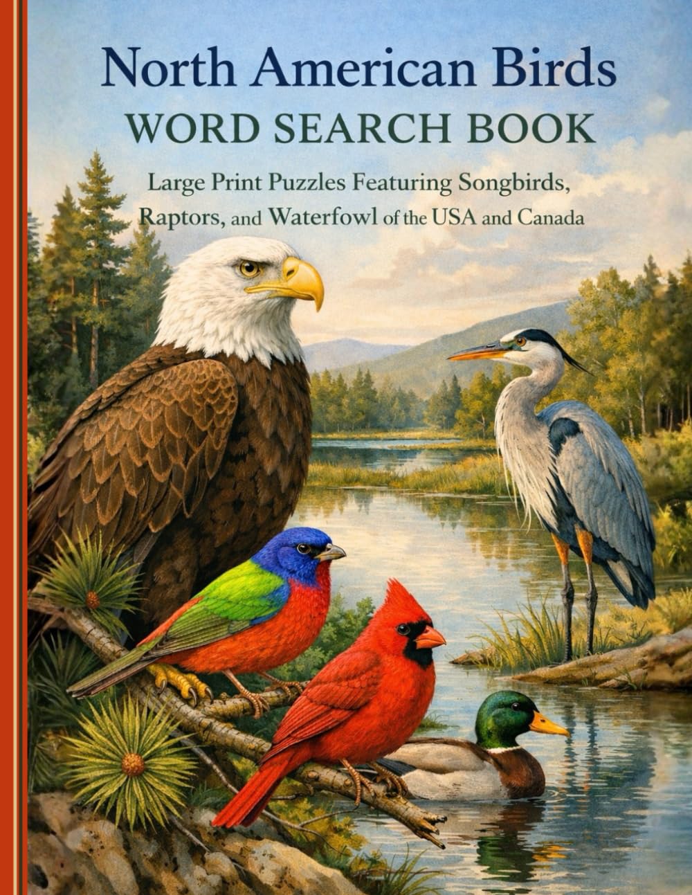 North American Birds Word Search Book: Large Print Puzzles Featuring Songbirds, Raptors, and Waterfowl of the USA and Canada