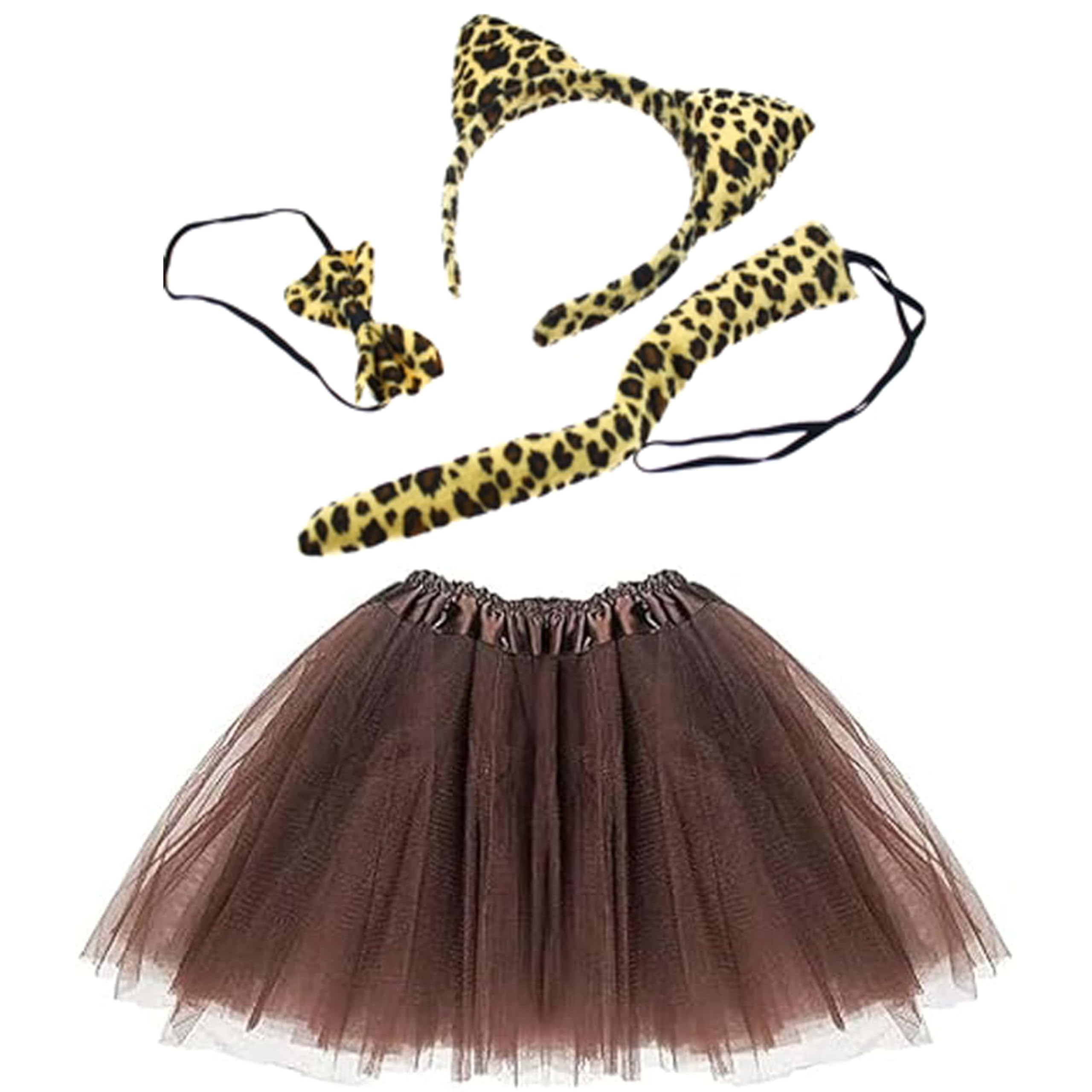 Zac's Alter Ego Animal Ears Bow Tie Tail Tutu Costume Set for World Book Day, Halloween, Nativity, & Fancy Dress Party Skirt Accessories