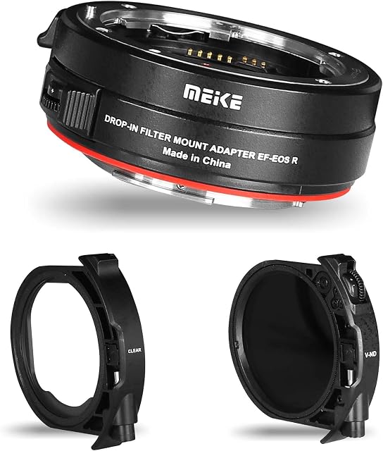 Meike MK-EFTR-C Metal Auto-Focus Mount Lens Adapter with Drop-in Filters for Canon EF/EF-S Lenses to Canon EOS R and EOS RP Cameras