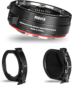 Meike MK-EFTR-C VND Metal Auto-Focus Mount Lens Adapter with Drop-in Variable ND and UV Filters Converter for Canon EF/EF-S Lenses to Canon EOS R and EOS RP R5 R5C R6 Cameras