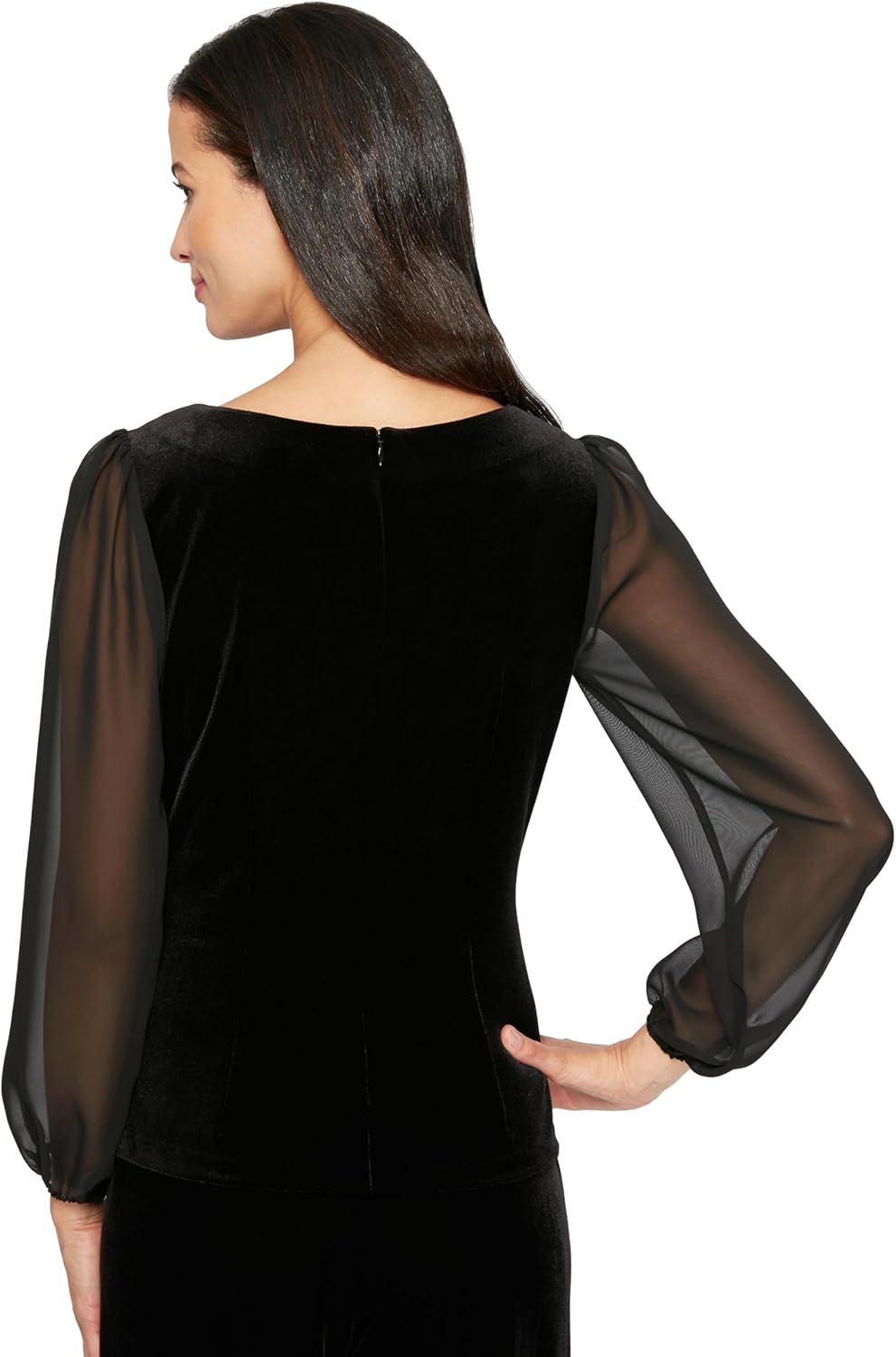 Alex Evenings Womens Blouse with Embellished Ruched Waist - Image 2