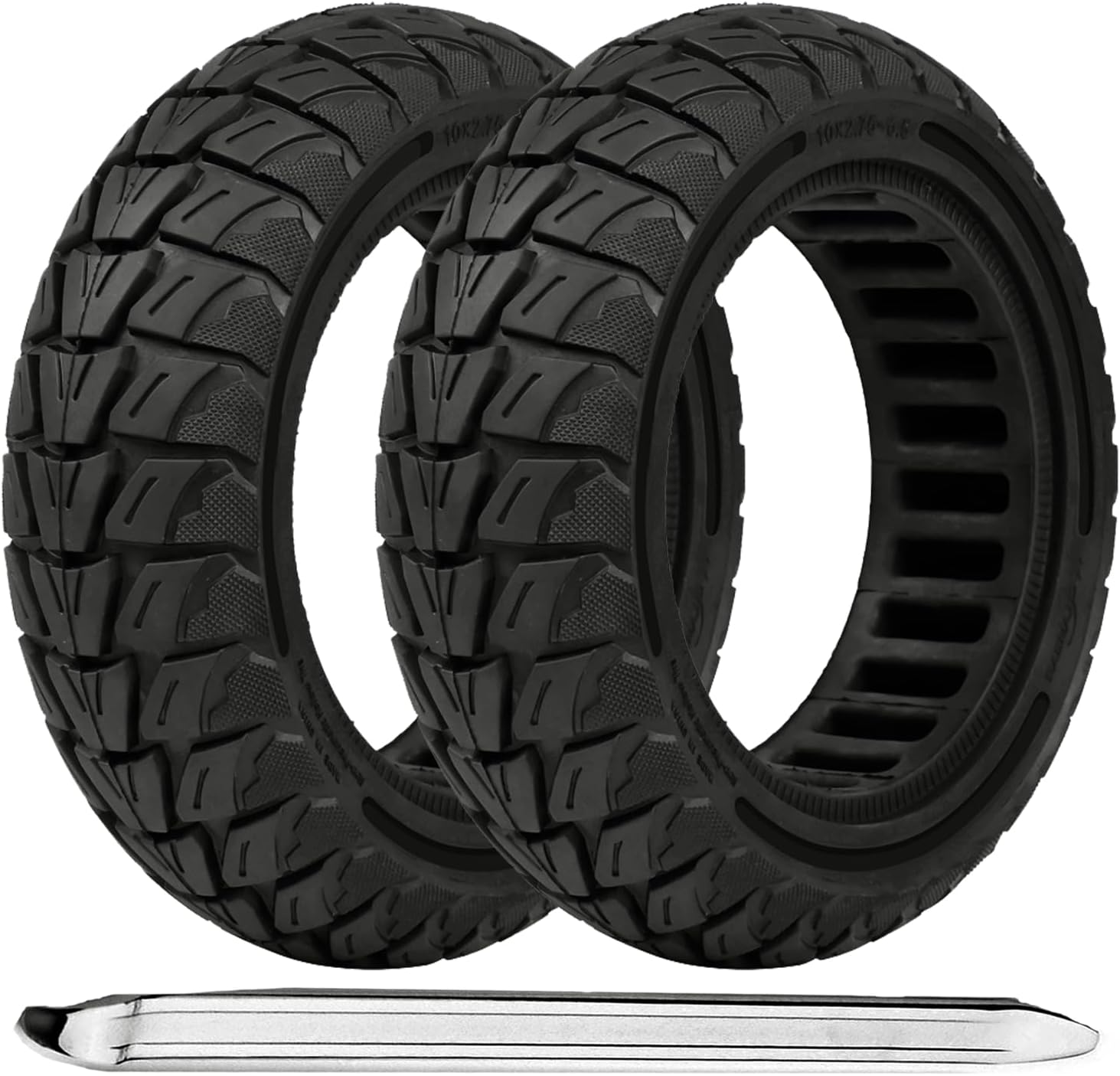 10x2.75/10x2.70-6.5 Electric Scooter Solid Tire, 70/65-6.5 Tire Replacement for Hover-1 Alpha, Hiboy Titan PRO, Emove Cruiser, Evercross H5,Dualtron 3,Speedway 5,Kugoo G-Booster G2 Pro- Black (2PCS)