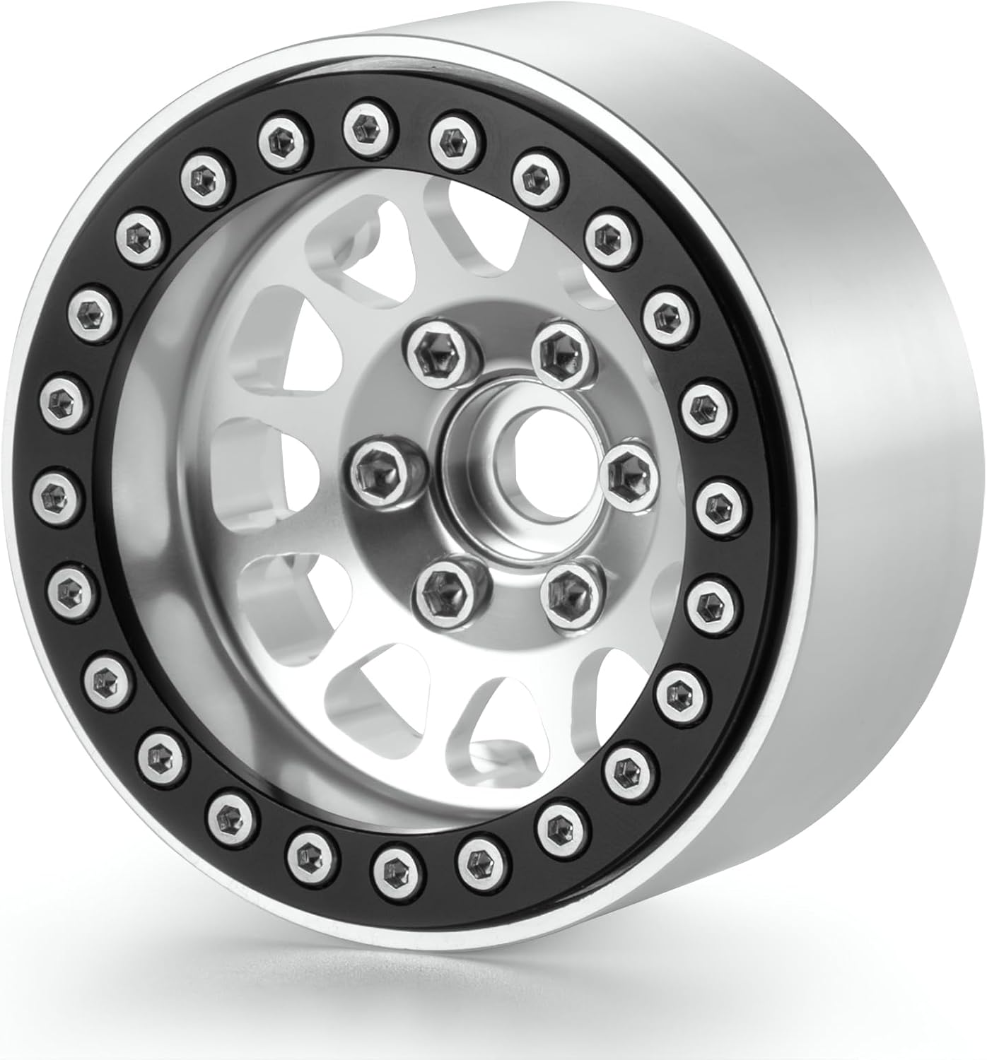 4pcs Metal 1.9inches Beadlocks Wheel Rims, RC Crawler Wheel Hubs for 1/10 Axial Scx10 TRX4 D90 D110 Upgrade Parts (Silver)