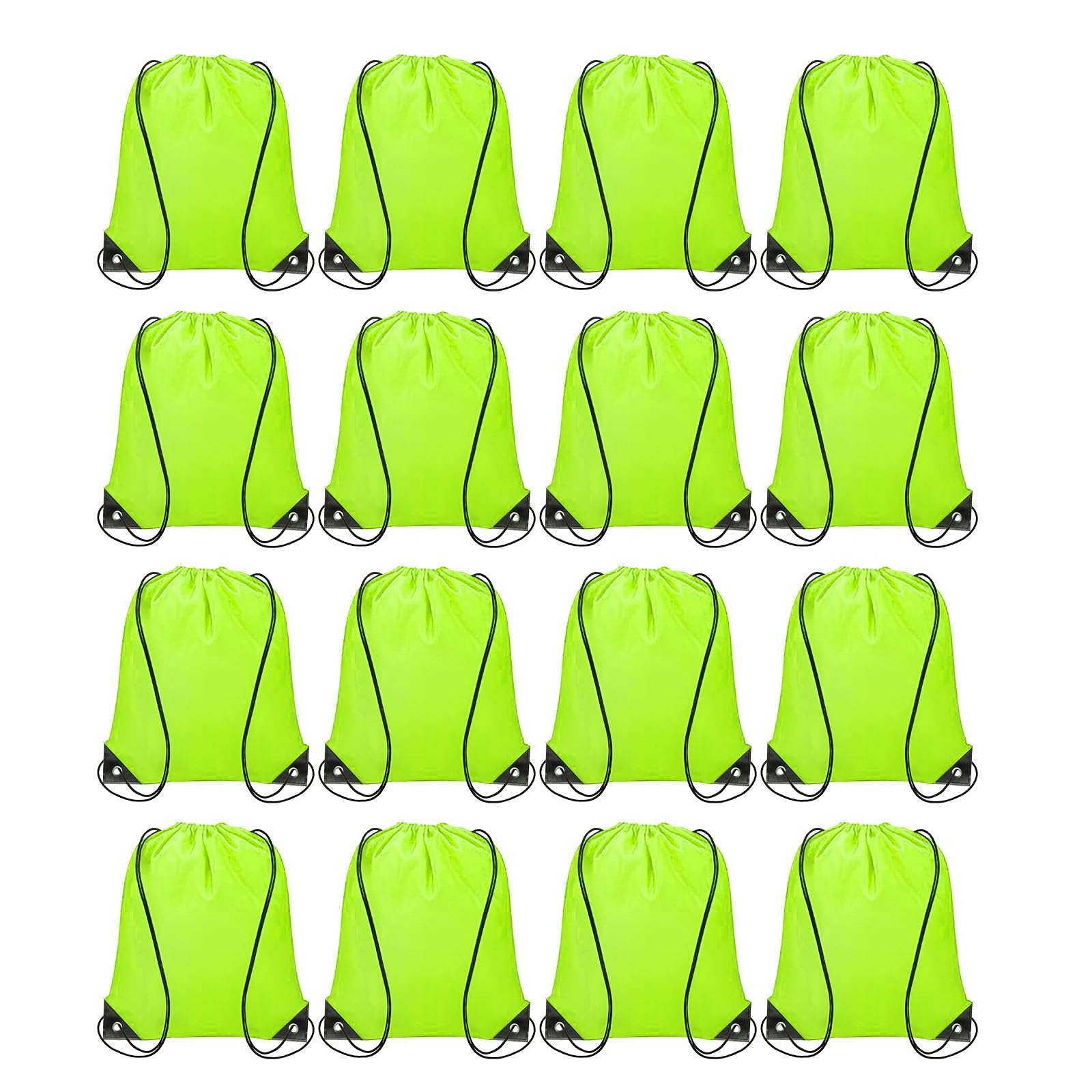 Muiltvoe 16pcs Drawstring Bags Draw String Backpack Bulk Polyester Sport Draw String Bag Gym Sack Cinch Tote String Backpack for Gym Party Sport Trip Swimming Beach, Yellow