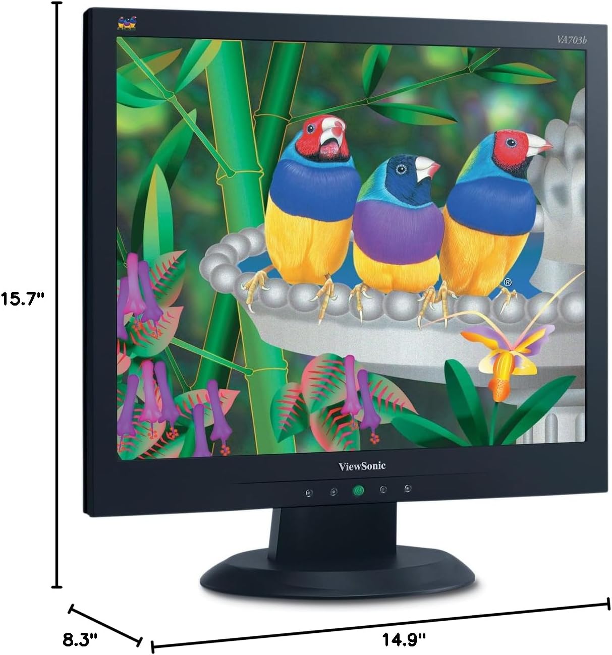 ViewSonic VA703b 17-Inch LCD Monitor with dimensions