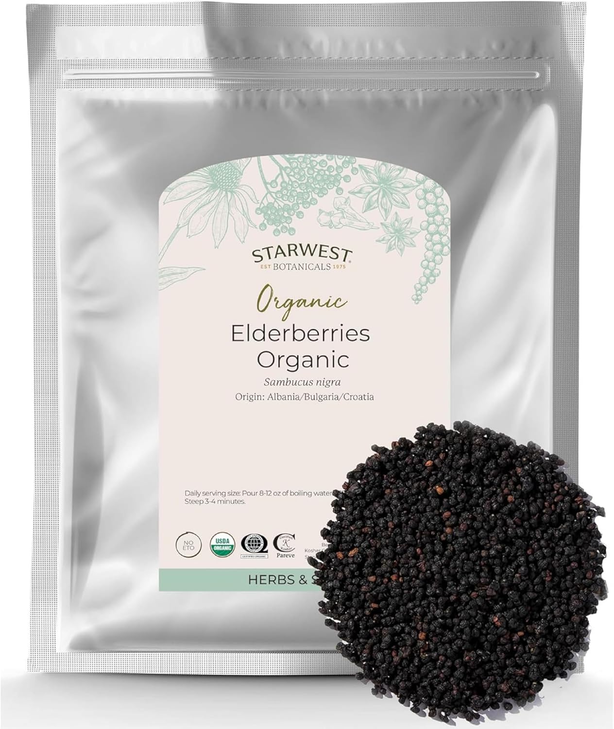Starwest Botanicals Organic Elderberries – Dried Elderberries for Syrup, Tea, Gummies, & Jam, Natural Immune Support, Certified Kosher, Non-GMO – Bulk 2 lb Bag Starwest Botanicals Organic Elderberries – Dried Elderberries for Syrup, Tea, Gummies, & Jam, Natural Immune Support, Certified Kosher, Non-GMO – Bulk 2 lb Bag
