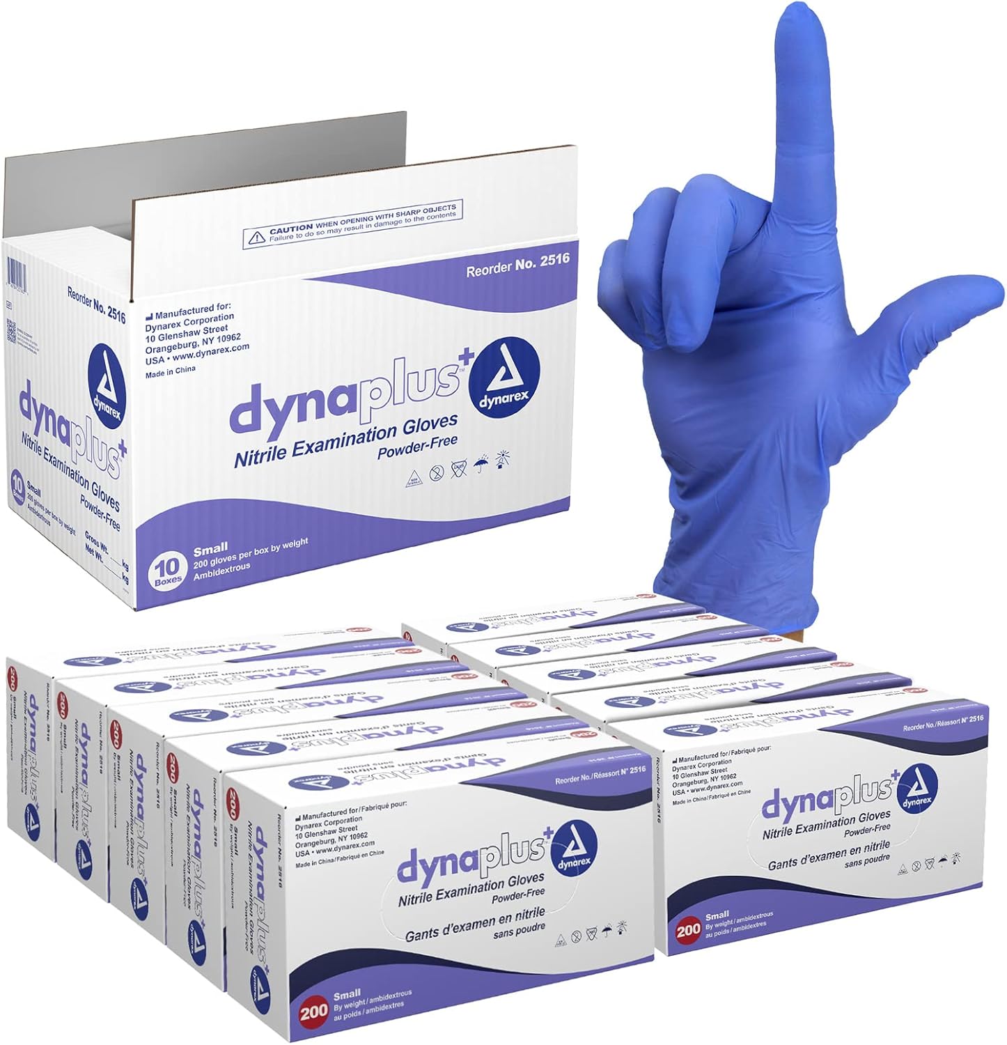 Dynarex DynaPlus Disposable Nitrile Exam Gloves, Powder