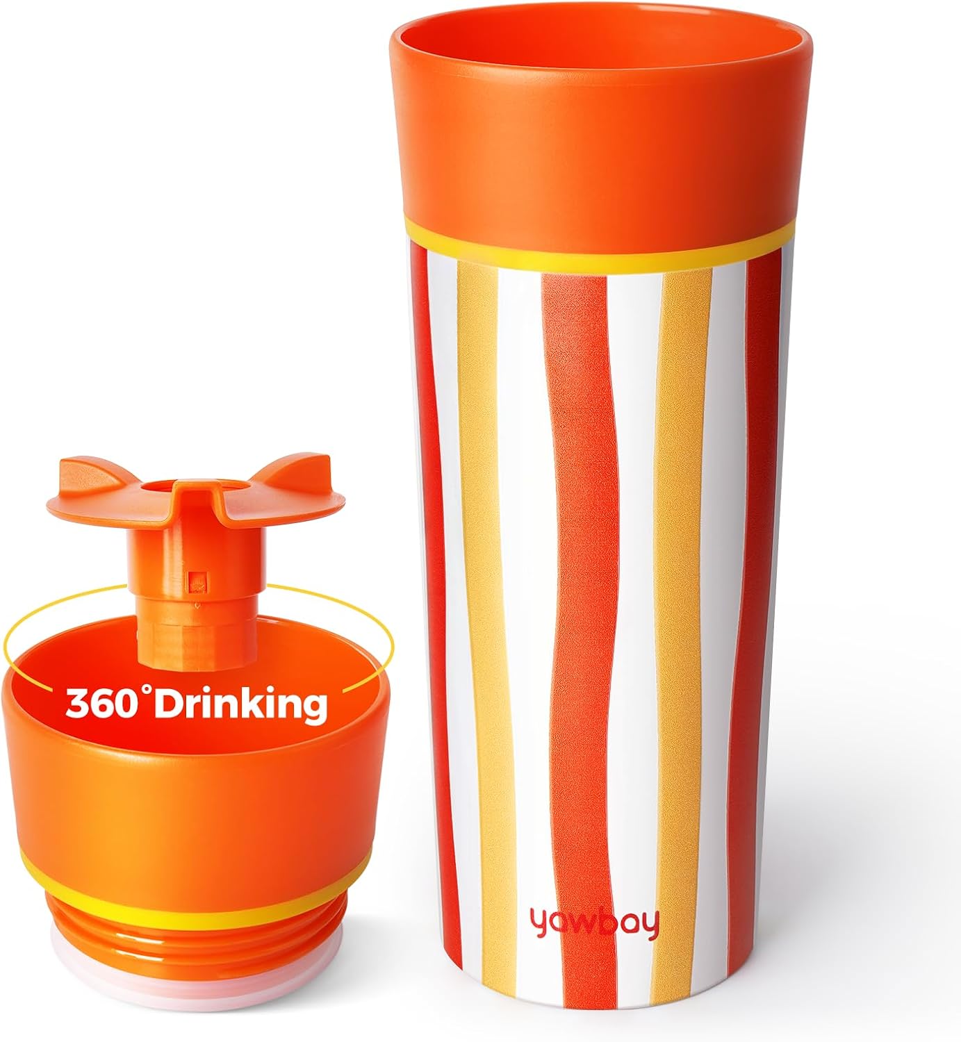Travel Coffee Mug with 360° Lid,12 oz One-Hand Open/Close 360° All-Round Drinking Spout Travel Cup,Leak Spill Proof Vacuum Insulated Stainless Steel Silicone Bottom Coffee Tumbler for Hot Cold Yellow