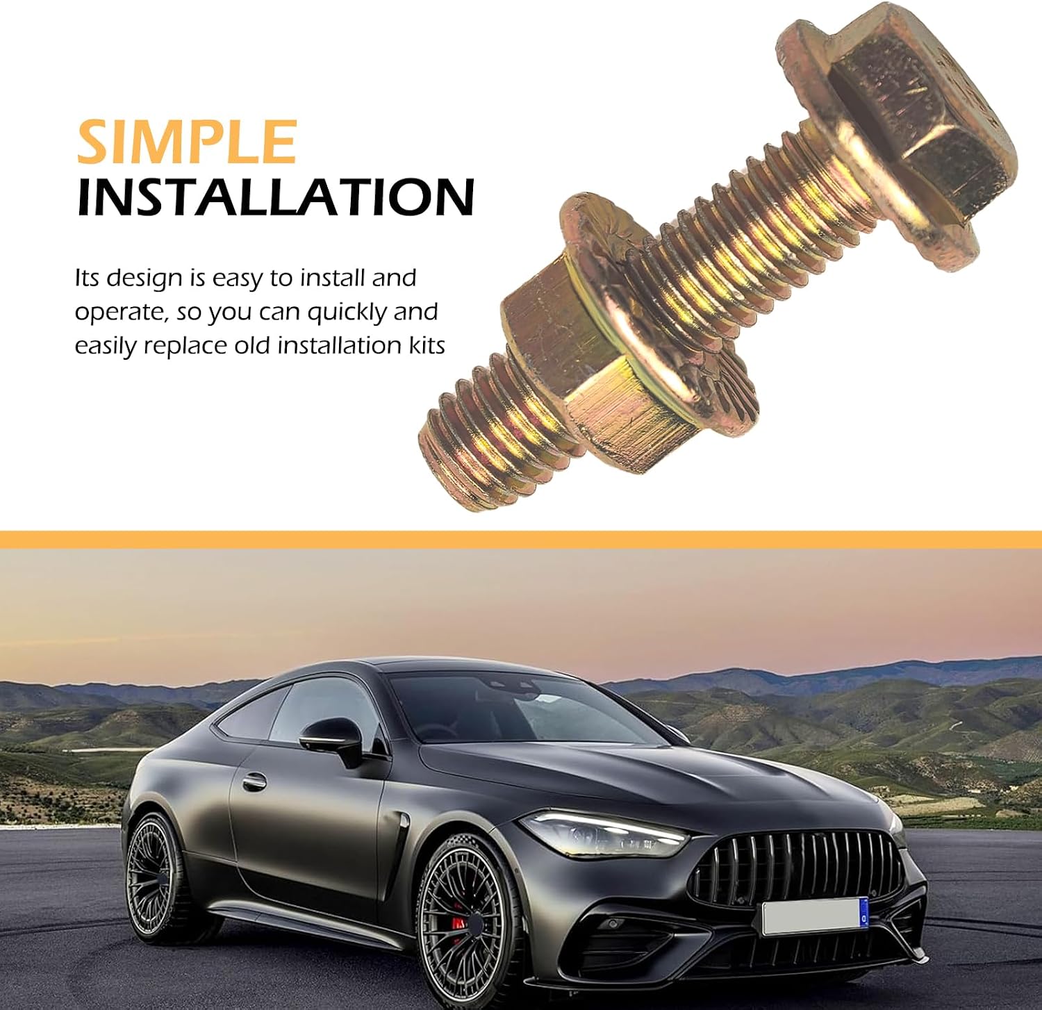 10 PCS Exhaust Manifold Bolts, 10.9 Grade Hexagon Manifold Header Bolts Hardware Kit, M8 x 1.25 Flange Face Screw Nut Hex Bolt, Universal for Most Car Models (Gold)