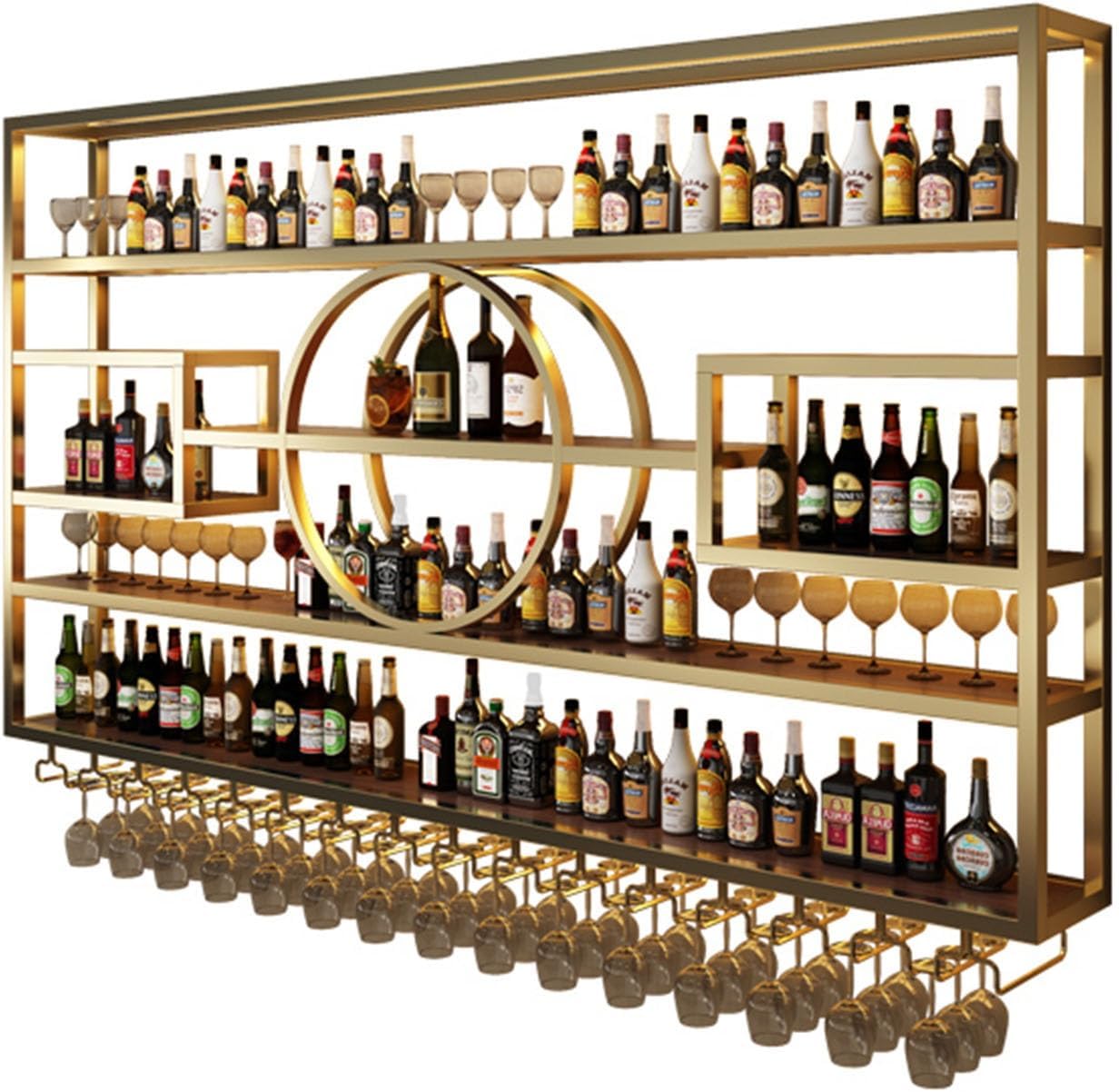 Amazon.com: Metal Wine Rack Wall Mounted With LED Light With Wine Glass ...