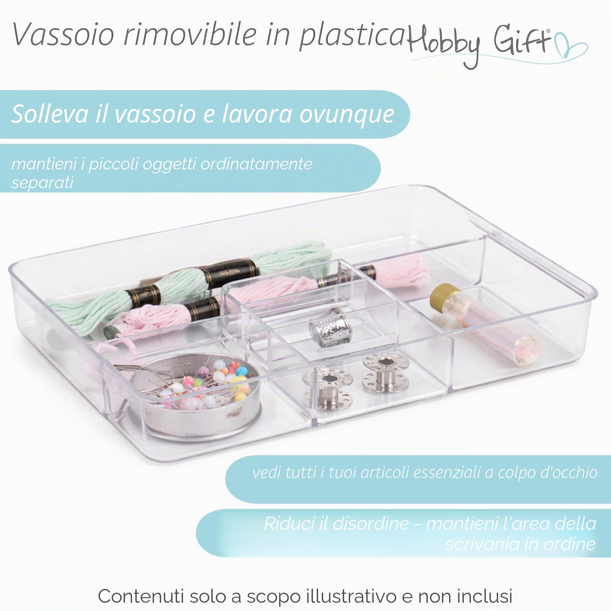 Hobby Gift Scatola da cucito ricamata - Stile cottage di campagna con motivo floreale, tetto e maniglia in vimini, include vassoio interno in plastica con scomparti per artigiani creativi 21x30x26cm