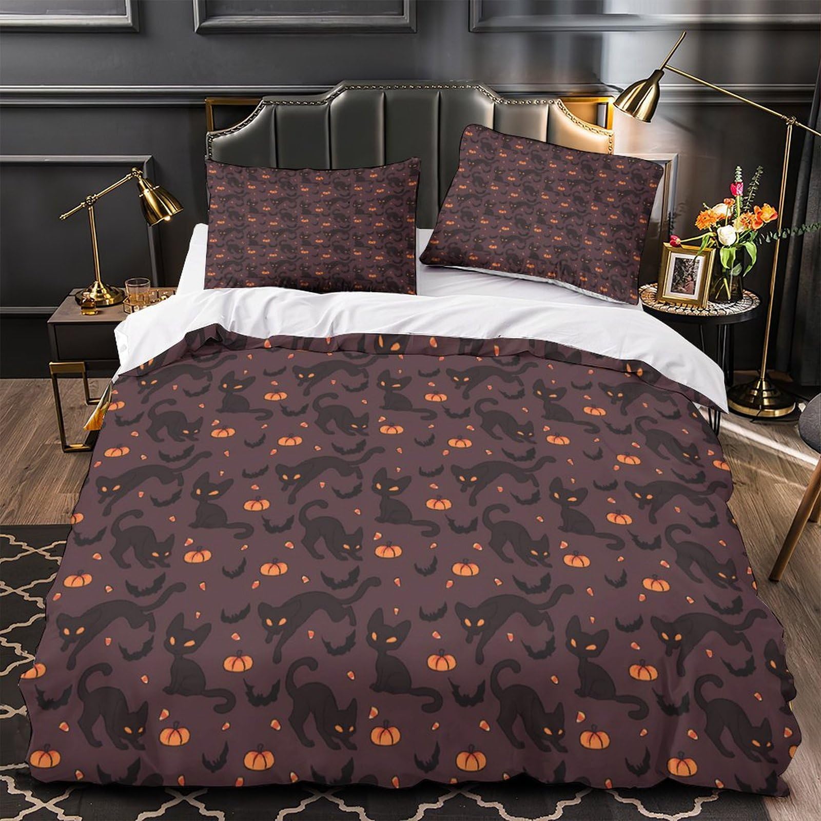 Parure de lit 3D chauve-souris d'halloween en microfibre ultra douce effet premium