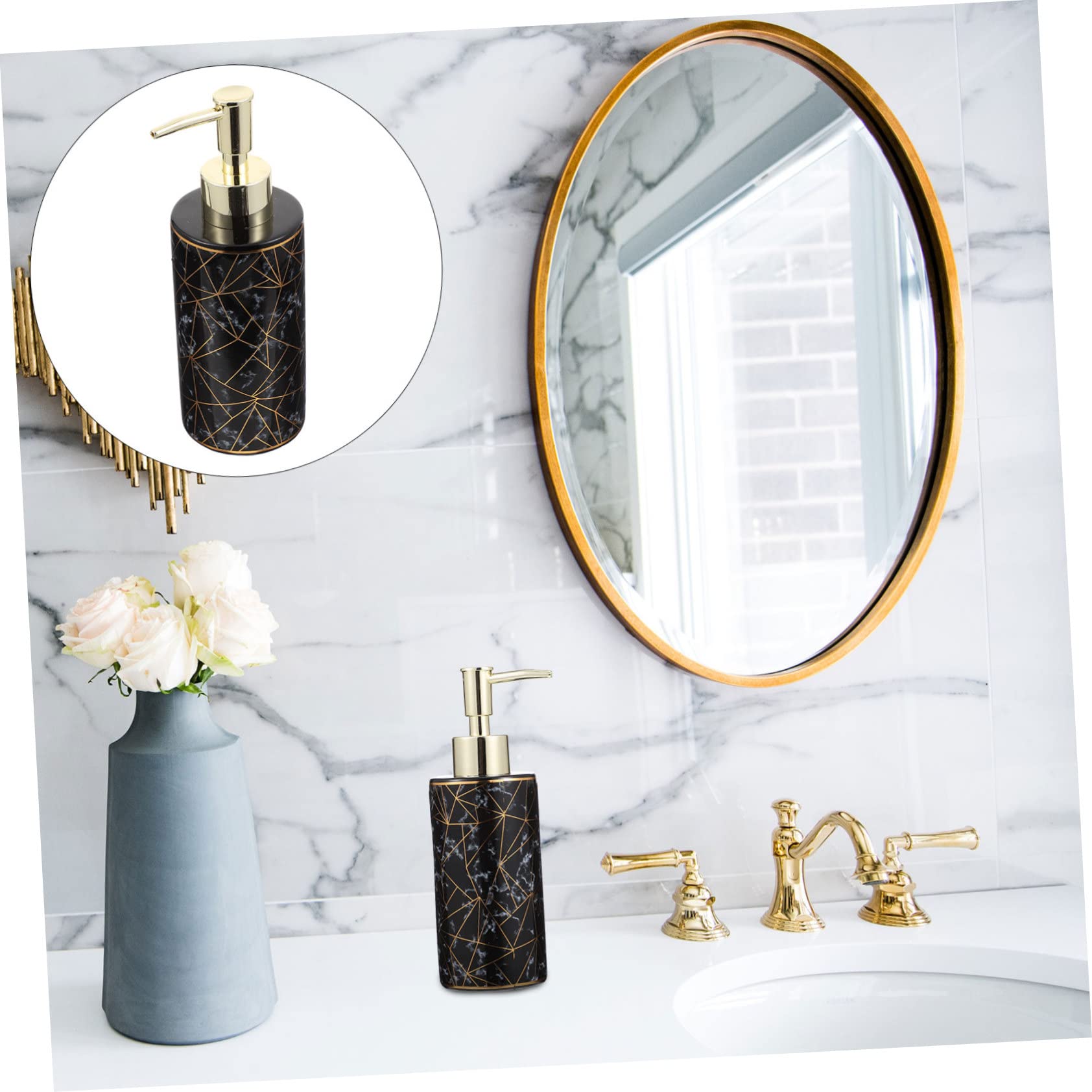 TOPBATHY 2pezzi Dispenser Per Lozione Ceramica e Design Elegante Con Motivo Marmo Per Bagno e Viaggi Facile Da Pulire e Ricaricare Sicuro e Pratico Per Uso Quotidiano