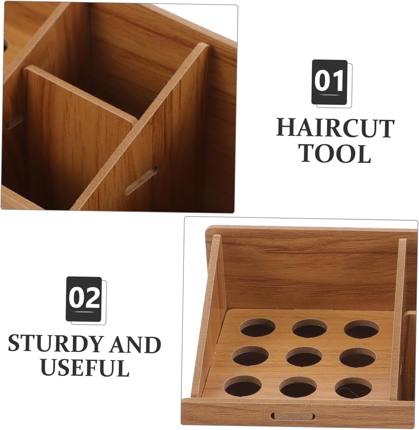 Wooden Haircut Scissor Holder Hairdressing Tool Organizer Desktop Storage for Stylists Compact Design for Combs and Shears Walnut Color Space-saving Accessory for Salons