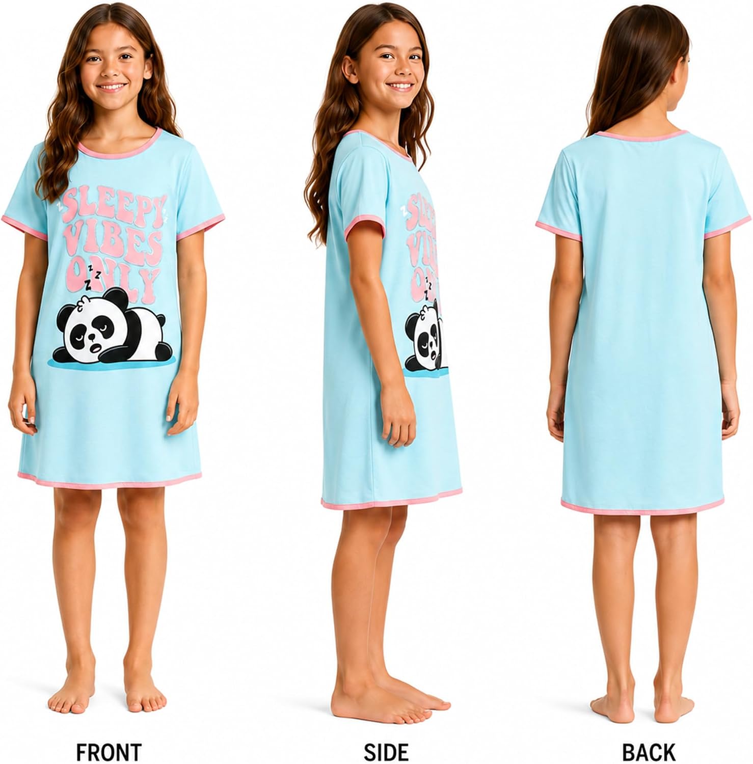 Angel Face Girls Nightgowns - 3 Pack Soft Short Sleeve Nightgown Girls Pajamas - Cozy Cute Sleep Dress Pajamas