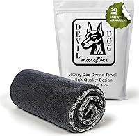DevilDogMicrofiber 1200 GSM Microfiber Dog Bath Towel - 16x24 Small Quick Dry Absorbent Towel for Dogs, Gray Beach Travel Essential