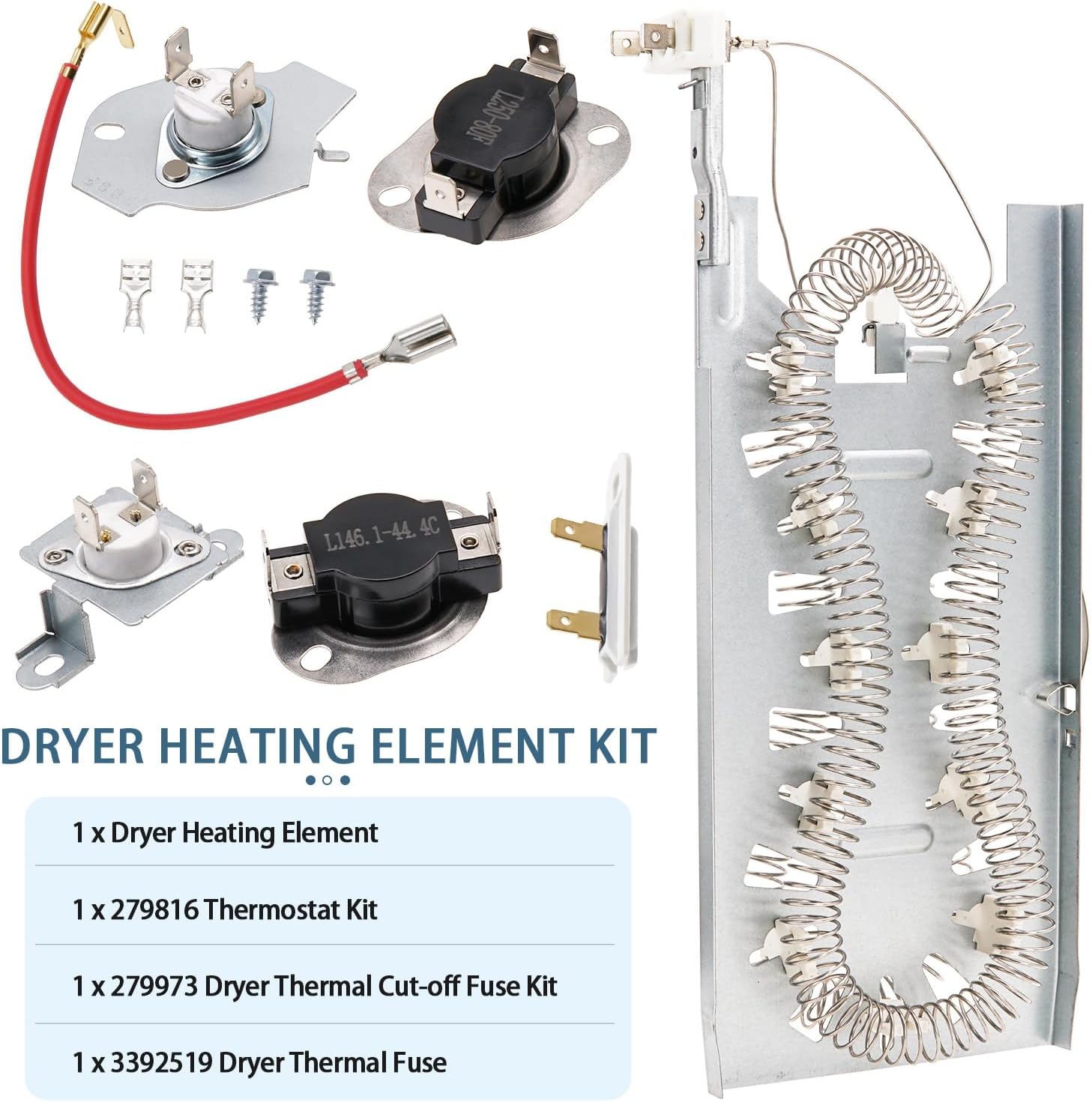 dryer heating element kit replaces for whirlpool model wed5100hc2 wed5100hw1 wed5620hw2 wed5620hw1 wed5100hc1 wed5600xw1 wed5800bw0 wed5100hw0 wed5100hw2 wed5100hw3 wed5500xw0 wed5100hc0 wed5600xw0