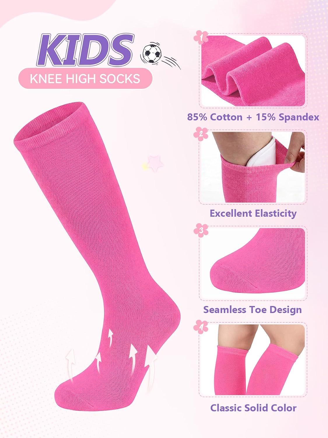 American Trends Girls Kids Soccer Socks Softball Baseball Football Youth Boys Long Tube Knee High Athletic Socks