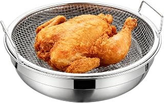 Frying Rack Per Scolare Olio In Eccesso - Vassoio Retinato Antigrasso per Scolare - con Manico Termoresistente Vassoio in Acciaio Inossidabile per Friggitrice ad Aria | Per Cucina Barbecue Fritti Verd