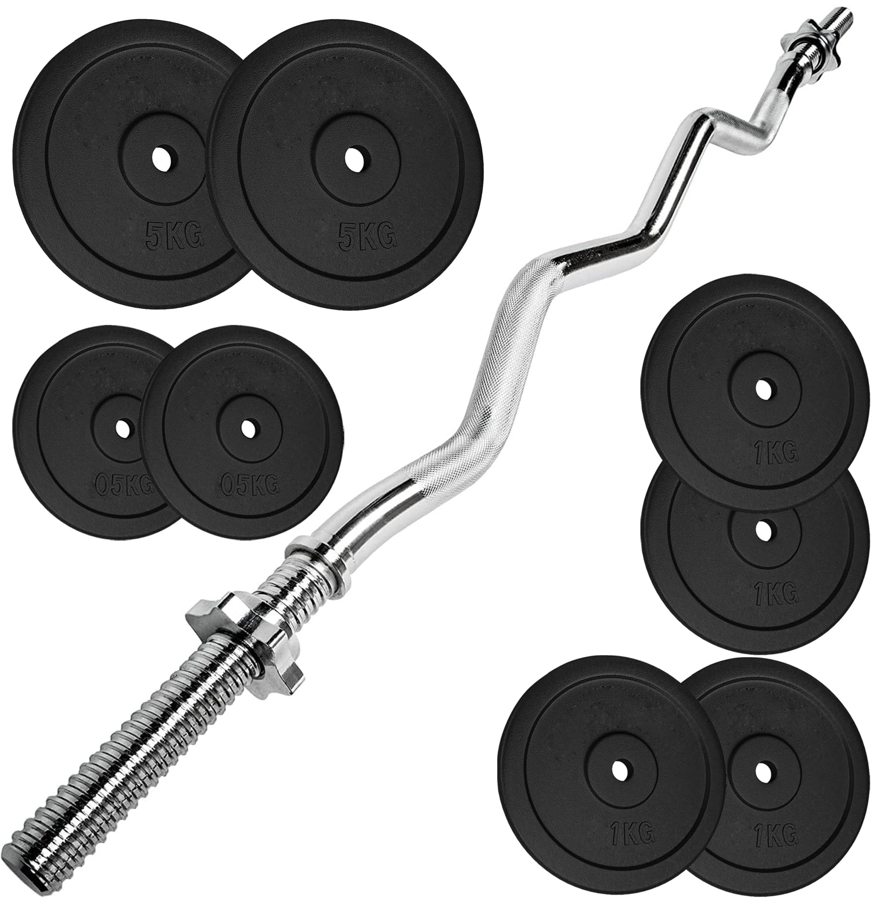 G5 HT SPORT【Kit Bilanciere Curl e Dischi in Ghisa (Foro 25 mm)】(10/15/20/30/40 kg), Set Pesi Completo con Chiusura a Vite, Per Bicipiti/Tricipiti, Allenamento in Palestra e Home Gym