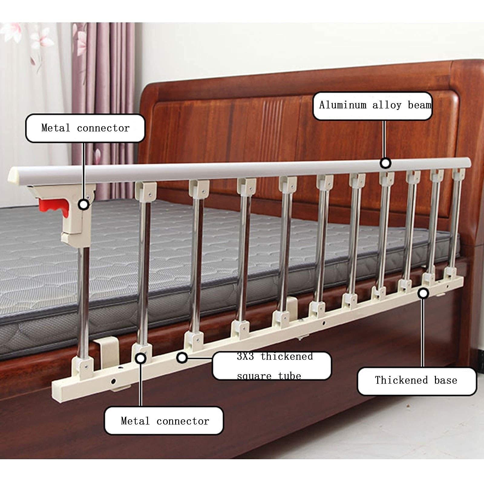 Protector lateral para barandilla de cama plegable para personas mayores, protector lateral para personas mayores, asa de asistencia, barandilla de cama para discapacitados, barra de protección de a