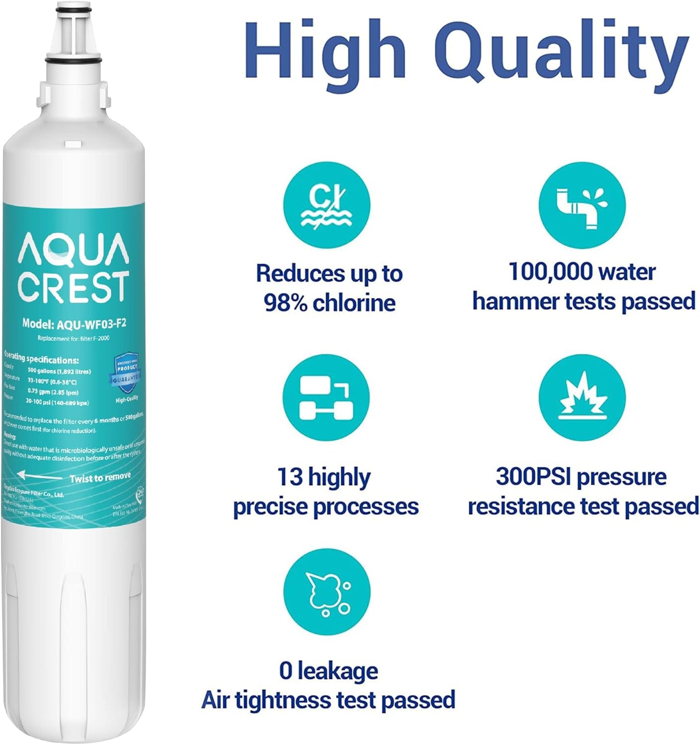 AQUA CREST F-2000, 4204490 Water Filter, Replacement for InSinkErator® F-1000, F-2000, F-3000, Sub-Zero 4204490, and AquaPure AP Easy C-Complete, Sub Zero Water Filter Replacement, NSF/ANSI 42 - Image 6