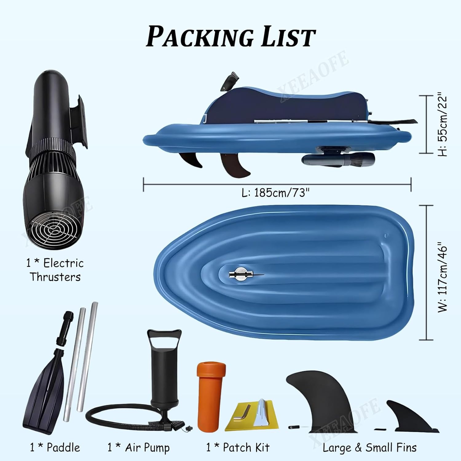 Electric Underwater Scooter, 500W-700W Brushless Inflatable Jet Ski with 10/16Ah, 3-9, 3-11km/h Speed, Foldable Motorboat for Adults & Kids Swimming and Diving 500W16A