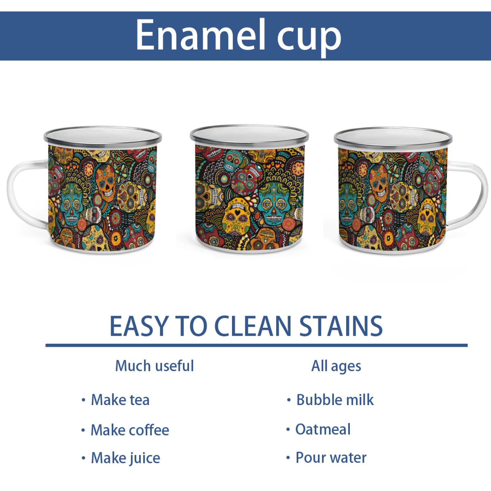 Amazon | エナメルカップ メキシコ 頭蓋骨 スカル ホーロー カップ