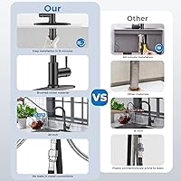 Vista 2 de WEWE Grifo de cocina negro, a prueba de fugas, con rociador extraíble, acero inoxidable comercial, de un solo agujero, grifo de fregadero de cocina