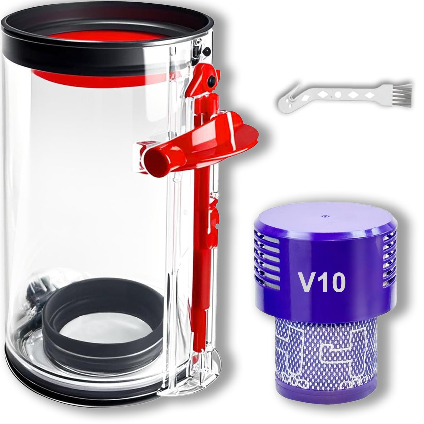 Staubbehälter Ersatz kompatibel mit Dyson V10 SV12 SV13 SV27, Auffangbehälter Staubeimer Ersatzteile für Dyson V10 Absolute/Animal/Total Clean, Zubehör Staubsauger Kanister, Teilenummer 969509-01