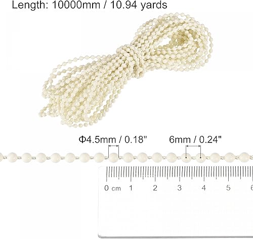 Miniatura 2 de uxcell Cable de cadena con cuentas, 11 yardas, persianas enrollables verticales romanas para cortinas de ventana, piezas de repuesto, color beige