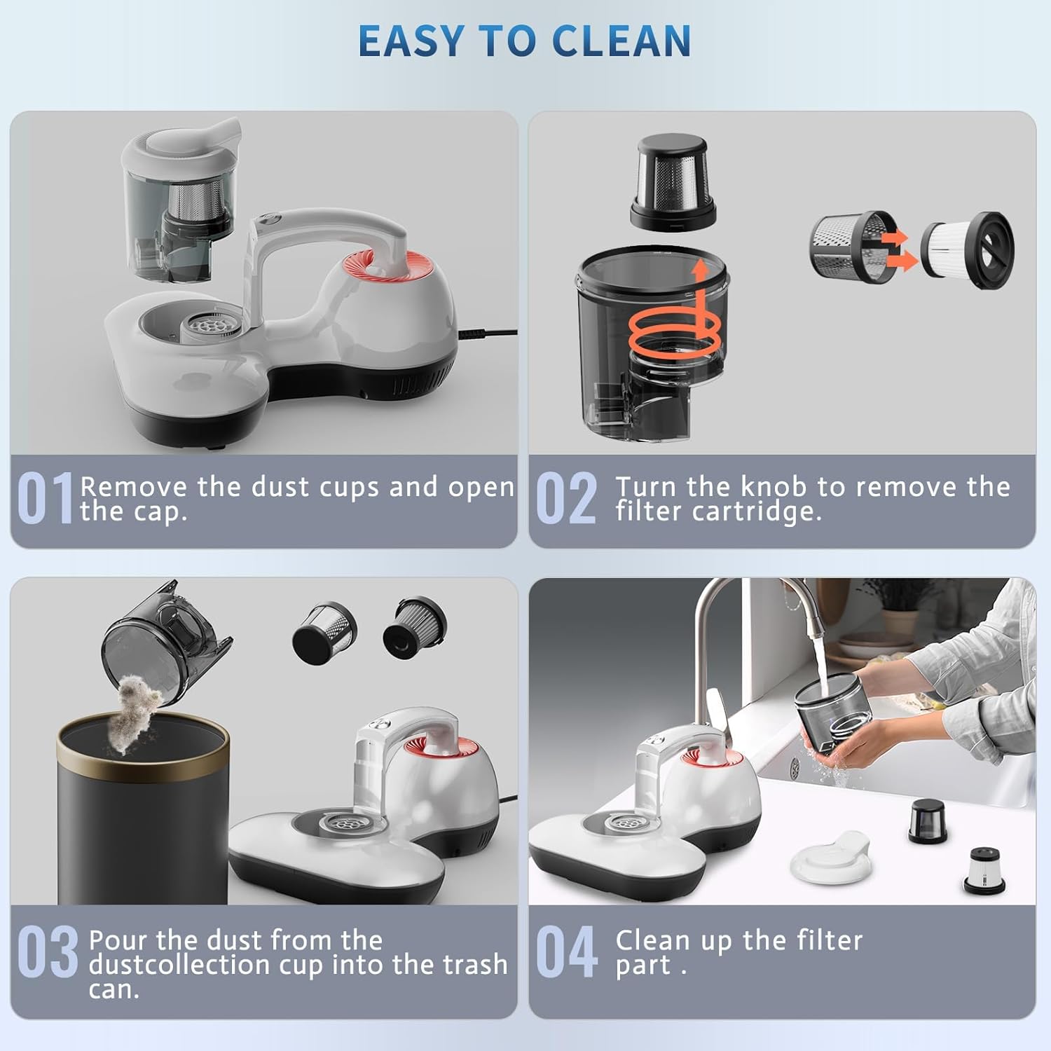 Hersven Bed Vacuum Cleaner, Handheld UV Mattress Vacuum with16KPa & High Heating Tech, Powerful Deep Mattress Vacuum, Effectively Clean Up Bed, Pillows, Cloth Sofas, Pet Hair and Carpets Cleaning