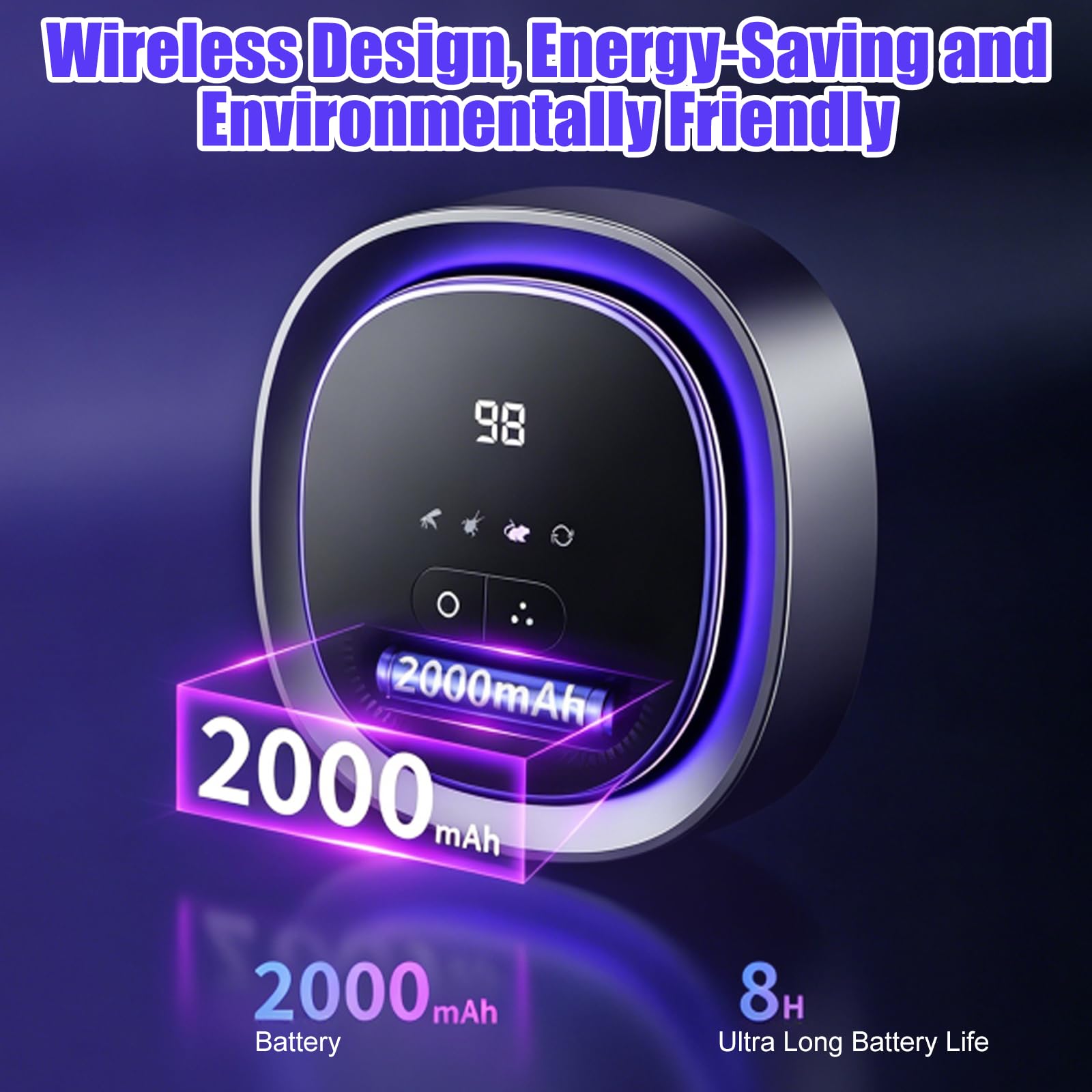 Repelente ultrasónico de ratones con luz estroboscópica LED, 360 °, repelente de mosquitos e insectos, 3 modos de trabajo, recargable 2000 mAh, defensa inalámbrica del ratón