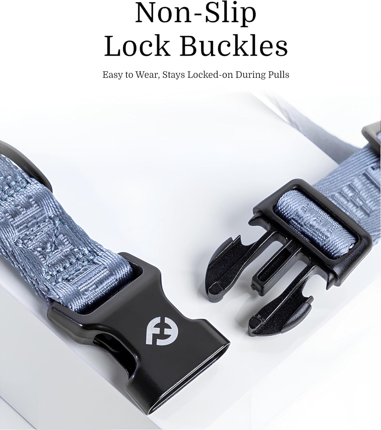 2026 New Edition, Fei & Eve Classic Dog Collar - Quick Release Metal Buckles | Fur-Safe | Premium 210D Nylon | 450LB Escape-Proof | Adjustable Fit | Medium (Dusk Blue)