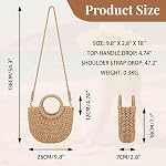 YouNuo Sac de paille pour les femmes, Summer Beach Tote Purse, Raffia Woven Bags, Sac à main pour les vacances
