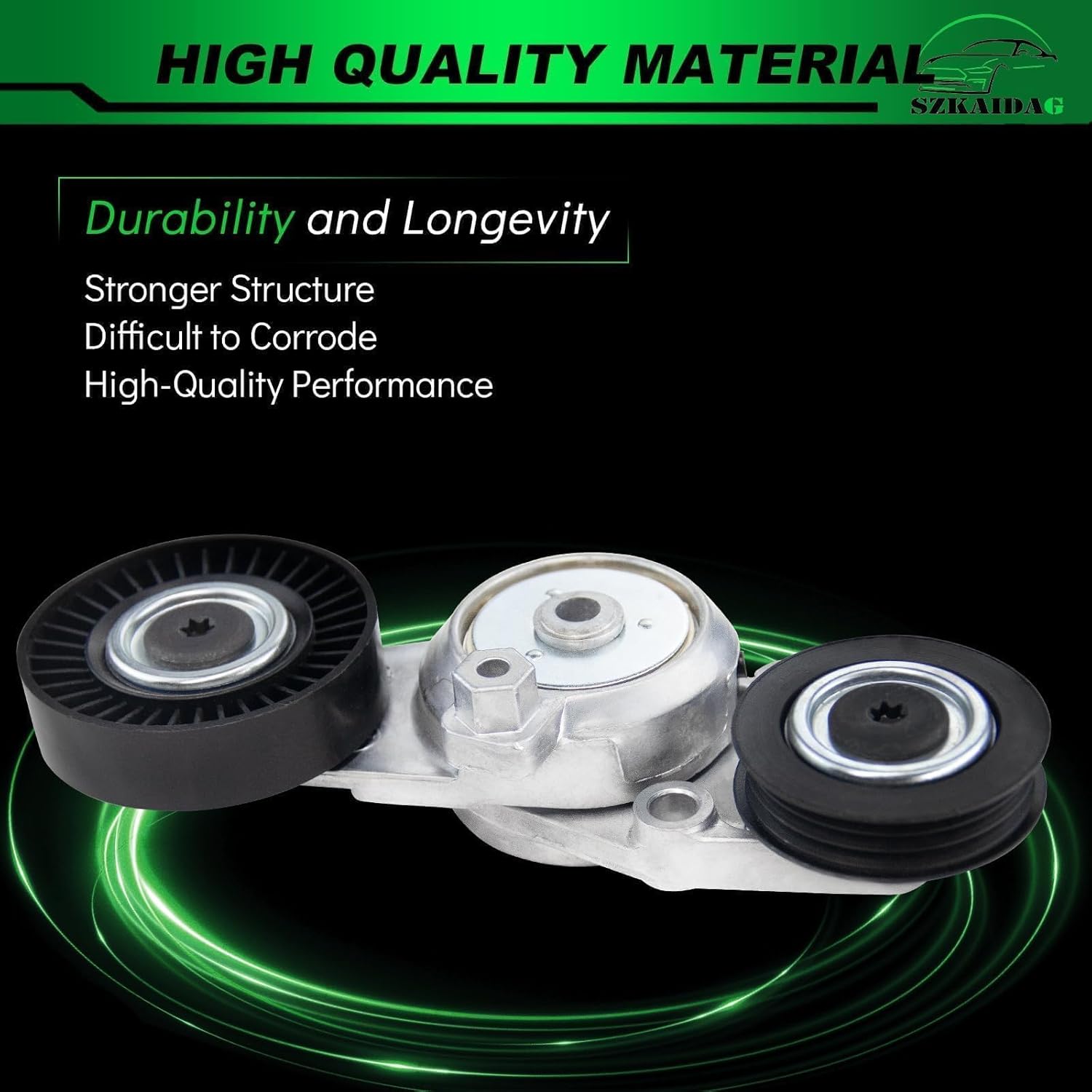 Belt Tensioner Assembly with 2 Pulley for:-Toyota Camry 2010 2011 2.5L, Power Steering Position, Drive Belt Tensioner OE# 166010V010 39095 16601-0V010 49437 SK89659 89659