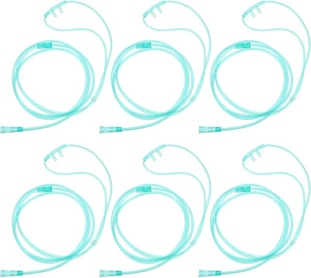 Healifty 6pcs High- Flow Nasal Oxygen Cannula Standard Connector Crush Resistant Oxygen Tubes Assorted Color