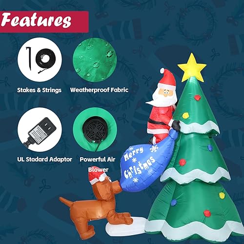 Miniatura 5 de Decoraciones inflables de árbol de Navidad de 6.3 pies para exteriores, decoraciones de patio de Navidad inflables con luces LED, estrella de árbol,
