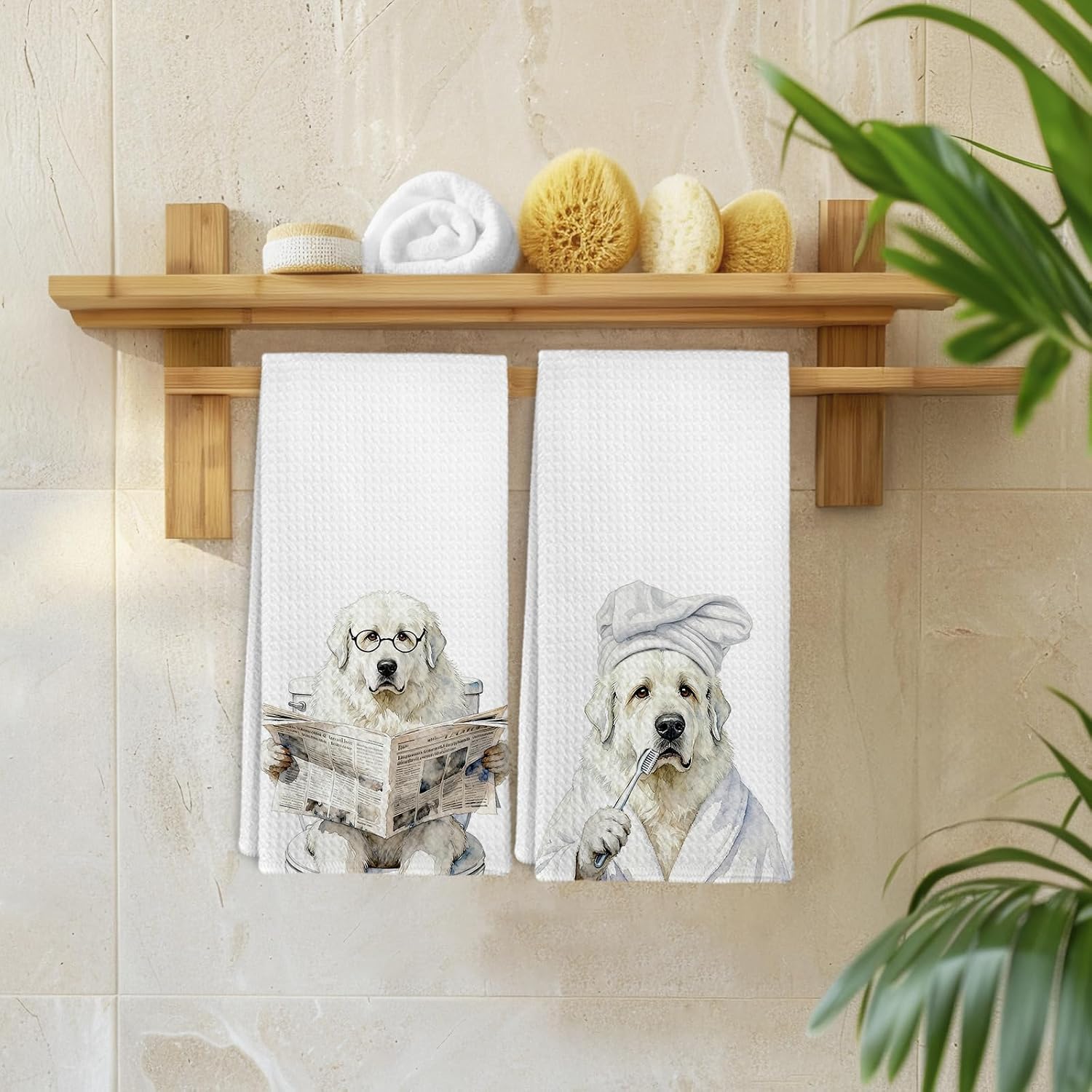 Funny Great Pyrenees Hand Towels Gifts for Women Men, Great Pyrenees Dog Dish Tea Towels for Kitchen Bathroom Decor Decorations, Dog Lover Gifts Themed Decorative Hand Towels Set of 3, 16x24