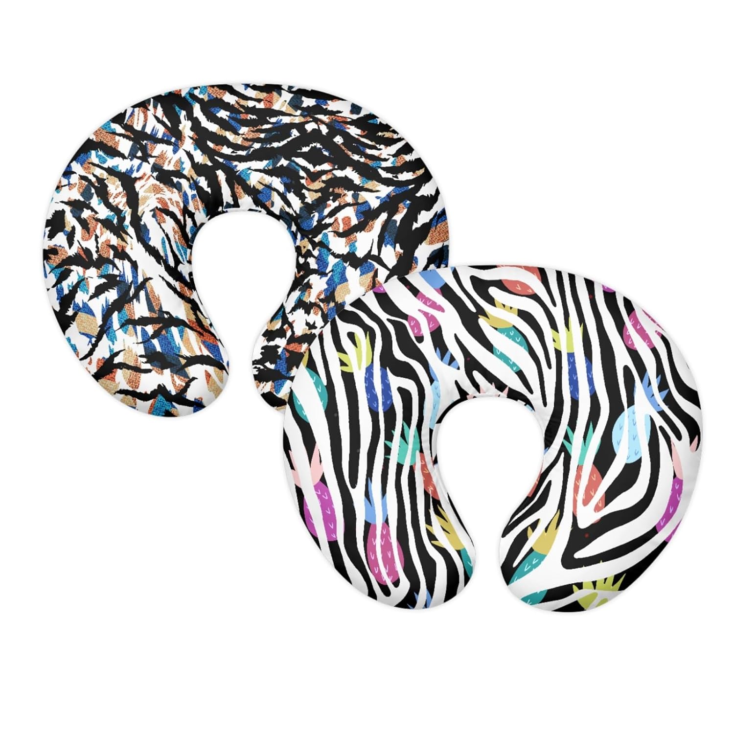 GOSTONG Rainbow Zebra Pineapple Stretchy Nursing Pillow Covers 2 Packs Nursing Pillow Slipcover for Breastfeeding Moms, Ultra Soft Snug Fits on Infant Nursing Pillow