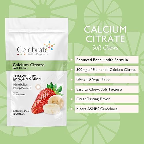 Miniatura 8 de Celebrate Vitamins Calcium Citrate Soft Chews - 500mg Calcium Citrate, 500 IU Vitamin D3 - Bone Health Support - Sugar & Gluten Free, Calcium