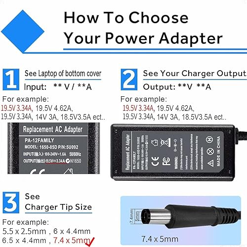 Miniatura 2 de Cargador adaptador de CA de 19.5V 3.34A 65W para Dell Latitude 3190 Cargador Chromebook Serie 11 3189 3180 3181 3120 Cable de alimentación (punta de
