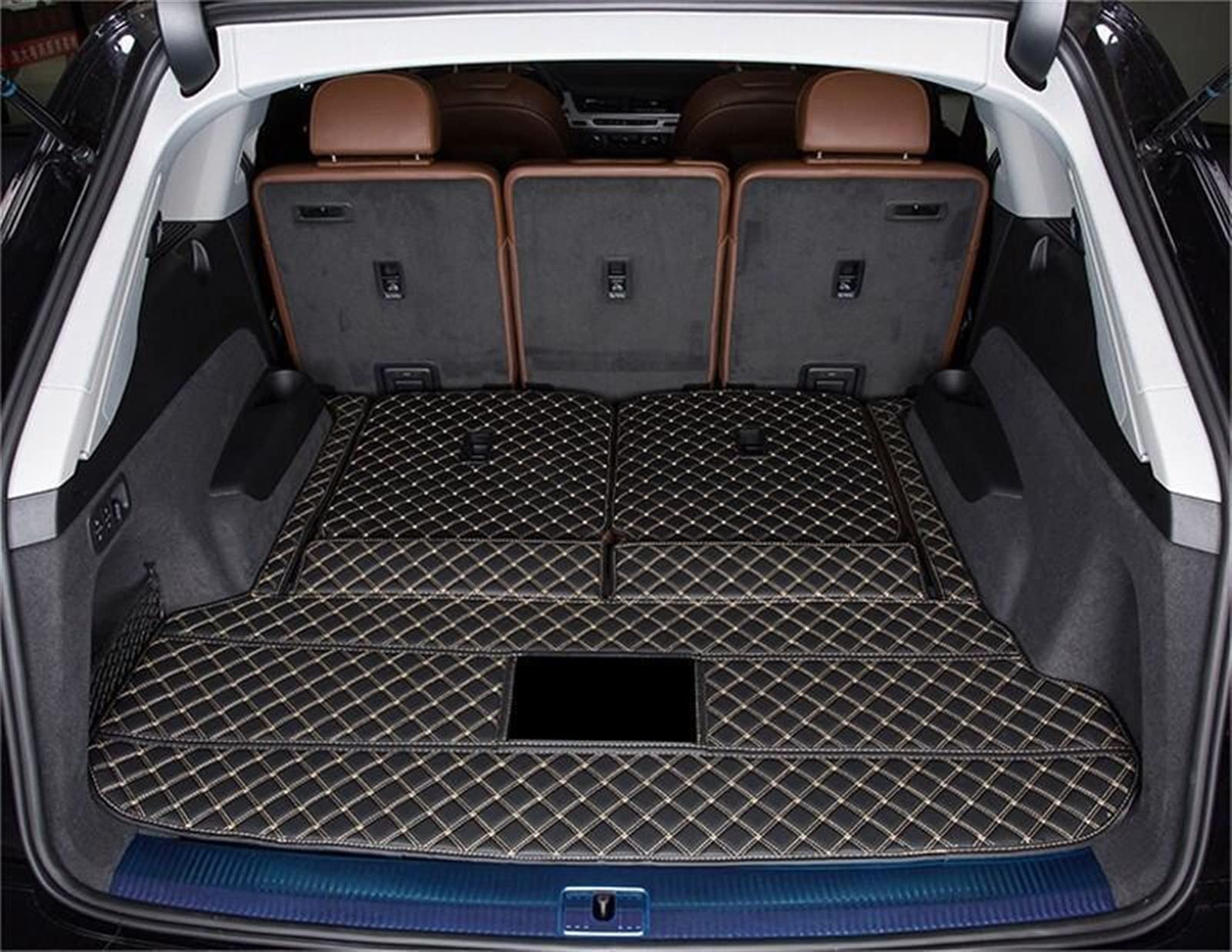 Lederen Kofferbakmat voor AUDI A6 C7 2011 2012 2013 2014 2015 2016 2017 2018, Antikras Antislip Kofferbakbescherming Kofferbakdeken Auto Achter Lnterieur Accessoires,All-Black