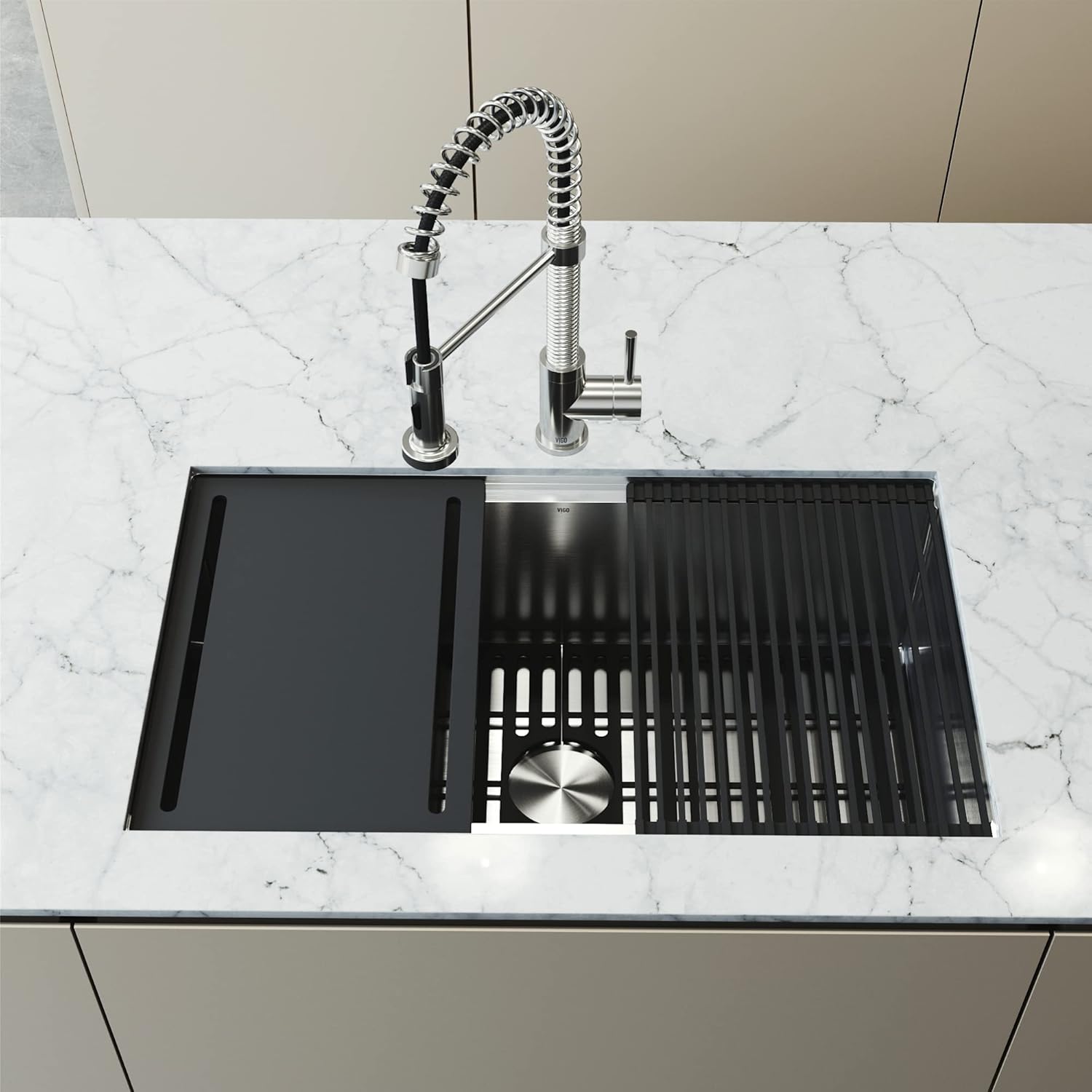 VIGO Mercer 33 inch L x 20 inch W Undermount Stainless Steel Single Bowl Kitchen Bar Sink with Accessories - Kitchen Sink VGR3320CK1