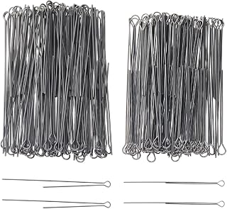 SUPERFINDINGS About 200Pcs 2 Styles Fishing Spinner Shaft 70x0.7~0.8mm Wire Spinner Bait 304 Stainless Steel Fishing Looped Spinner Parts Component Looped Wire Shafts for Fishing Lure Making Supplie
