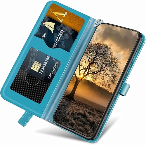 Miniatura 2 de MEUPZZK Funda tipo cartera para Pixel 7 5G, piel sintética de alta calidad con diseño de árbol en relieve, función atril, ranuras para tarjetas,