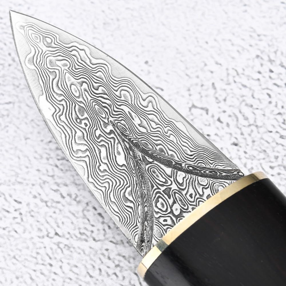 VG10 67 Layers Damascus Stainless Steel Fruit Knife,Kitchen Paring Knife,Home Puer Puerh Tea Knife Needle Outdoor Portable Multi-purpose Tool With Ebony Wood&Sheath