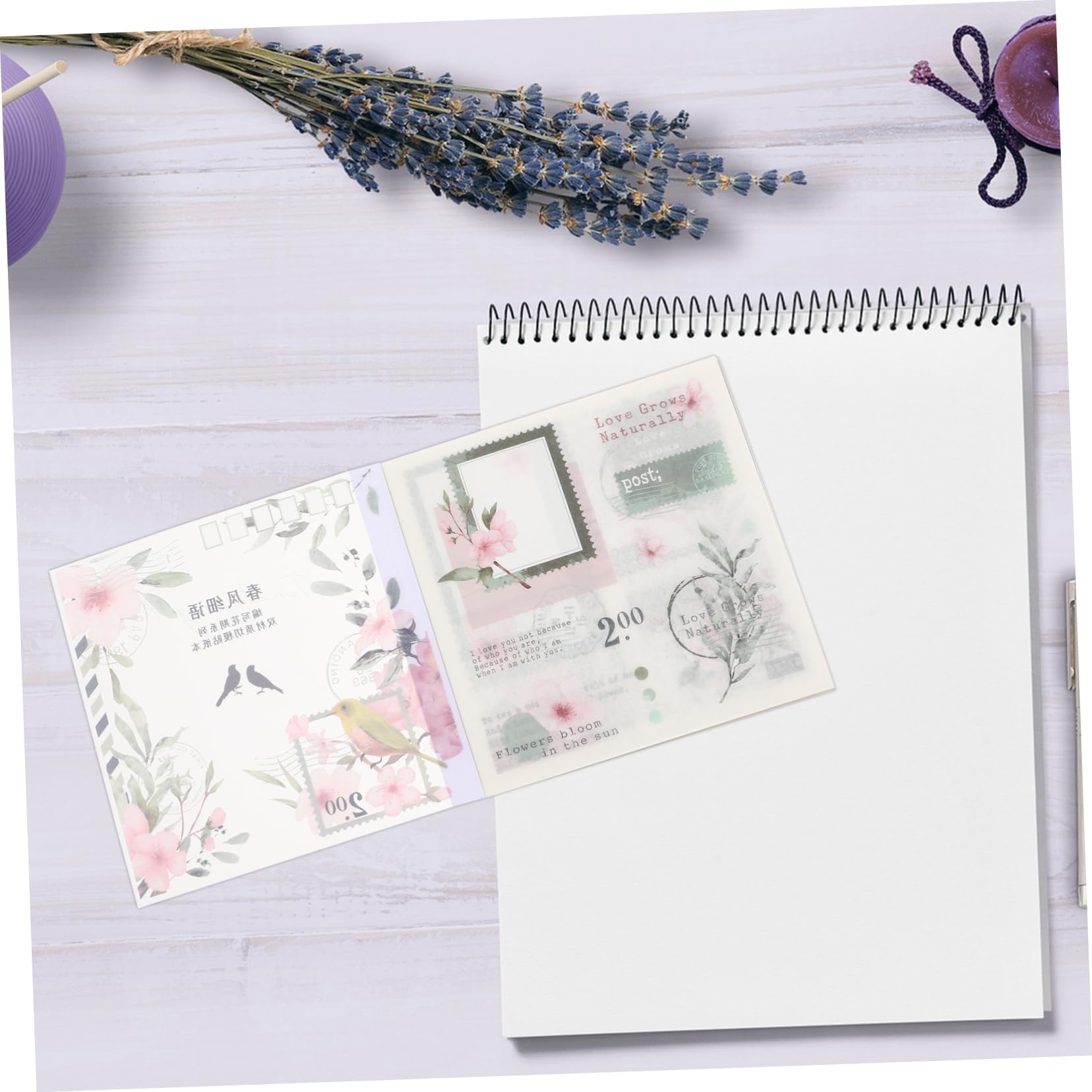 HOMSFOU 5 Set Adesivi Floreali Per Scrapbooking Adesivi Eleganti E Delicati Per Progetti Creativi E Decorazioni Album E Calendari 20 Fogli*5
